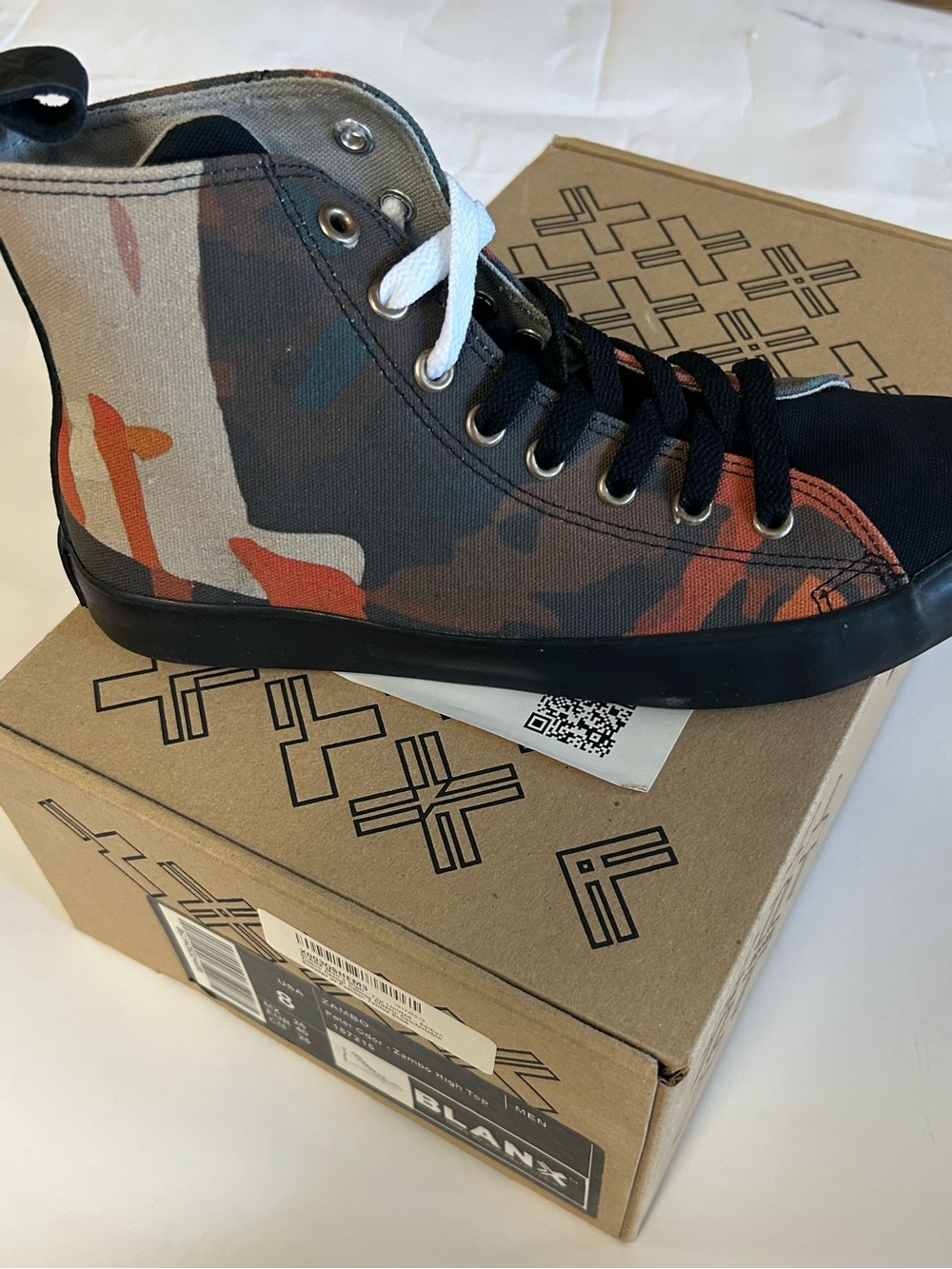 Blanx Zomba- High-Top Canvas Sneaker in Black and Camo